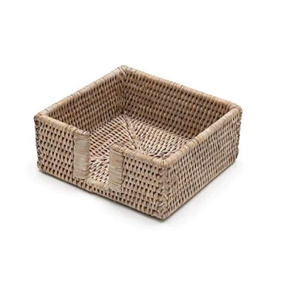 Image of Caspari Rattan Paper Cocktail Napkin Holder, White