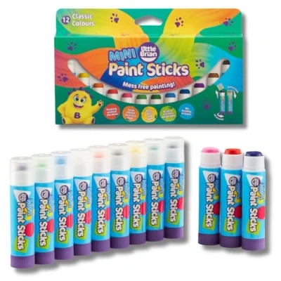 Image of Little Brian Paint Sticks Mini Sticks, 12 Pack Kids Pens Twist Up &amp; Down, Mess Free Painting, Easy to Use Clean