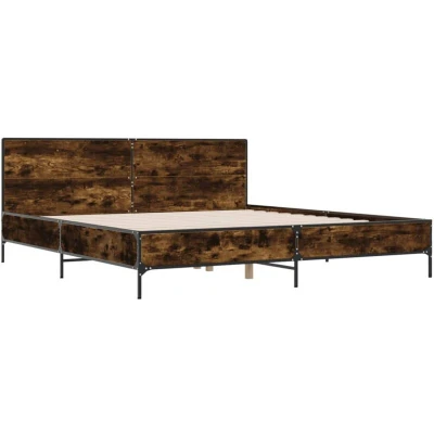 Image of vidaXL Bed Frame without Mattress Smoked Oak 180x200 cm Super King