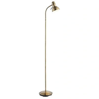 Image of National Lighting Amalfi Standing Floor Lamp Antique Brass Finish Flexible Gooseneck Task Reading Rocker On/Off Switch Tall Indoor GU10 LED