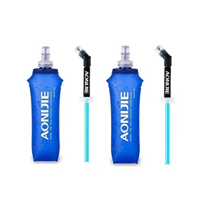 Image of 2Pack of Foldable Sports BPA PVC Free Soft Running Water Kettle Hiking Flask Hydration Bottle (Dark Blue, 500ml)