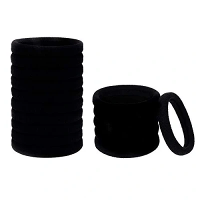Image of Hair Ties, mSure 24 Pieces Large Cotton Stretch Ties Bands Rope Ponytail Holders Headband for Curly and Thick Heavy (Black)