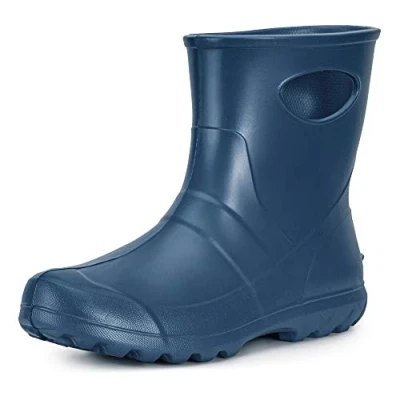 Image of Ladeheid Women&#039;s EVA Lightweight Wellington Boots Rainy Wellies Rain LA 752 (Metal Blue (Without Insulation), 6 UK)