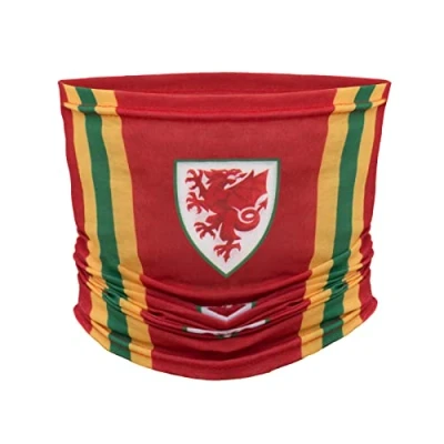 Image of FA Wales Snood Retro Bar Official FAW Football Gift Red Yellow Green