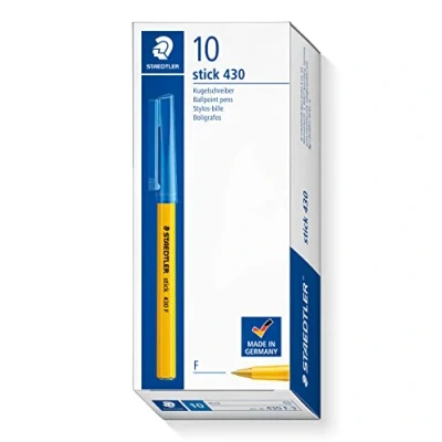 Image of STAEDTLER Stick 430 F 3 Ballpoint Pen Fine Tip Blue (Box of 10)