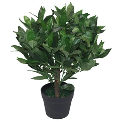 Image of Leaf Design UK Artificial Bay Laurel Topiary Ball Tree, Green, 50cm