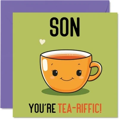 Image of Birthday Cards for Son Tea riffic Funny Happy Card from Mum Dad, Gifts, 145mm x Joke Greeting Men Him