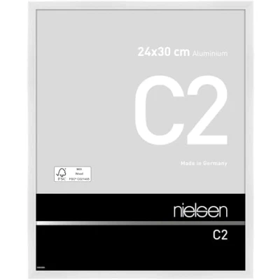 Image of nielsen C2 Photo Frame, 24x30cm White Aluminium Picture Frame with Protective Float Glass and Push Turn Clips Polished