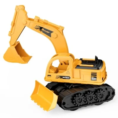 Image of GizmoVine Excavator Toy, Digger, 2 in 1 Friction Model Trucks with Bulldozer, Strong and Flexible Parts, Construction Toys for 3 4 5 Year Olds, Kids Birthday