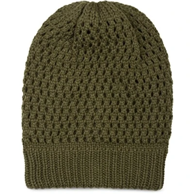 Image of styleBREAKER Knit Beanie with Hole Pattern, Long Slouch Winter Beanie, hat, Unisex 04024139, Colour:Olive