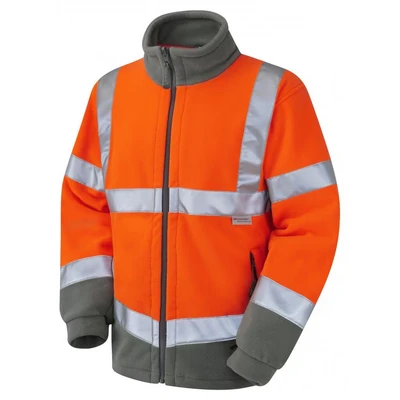 Image of Leo Workwear Hartland Anti Pill Fleece 280gsm Jacket, 5X Large, Hi Vis Orange