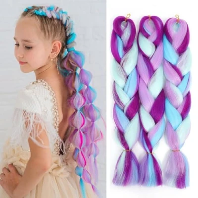 Image of FANWYFYU Ombre Braiding Hair 24inch Jumbo Braids High Temperature Fiber Synthetic Extension 3pcs/Lot 100g/pc for Twist （MD9）