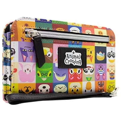 Image of NOOK New Horizons Chequered Villagers Multicolour Bi Fold Phone Holder Purse, One Size