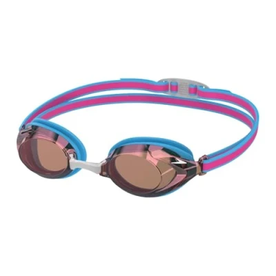 Image of Speedo Unisex Kids Vanquisher 3.0 Mirror Swimming Goggles, Picton Blue/Vermillion/Gold Mirror, One Size