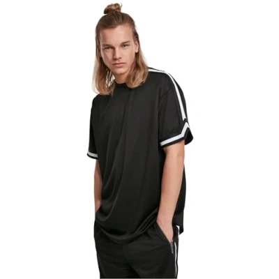 Image of Urban Classics Stripes TEE Print Tshirt, Men&#039;s, Size: XL, Black