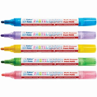 Image of Baker Ross Pastel Glitter Deco Paint Pens Pack of 5, Art Supplies for Kids (FC332)