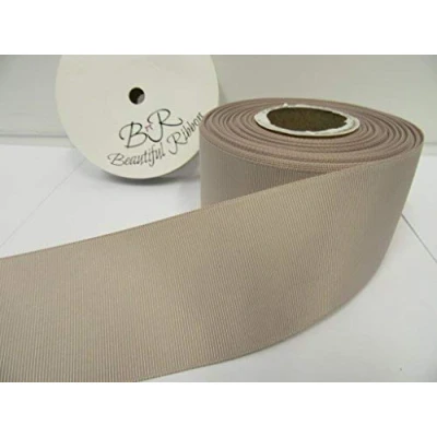 Image of Beautiful Ribbon 2 metres of 50mm Grosgrain Ribbed Taupe Double Sided 50 mm 5cm 2&quot; Inch