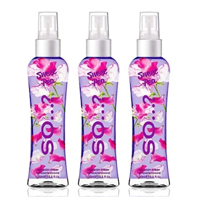 Image of Body Mist by So…? Womens Sweet Pea Fragrance Spray 100ml Bundle (Pack of 3)