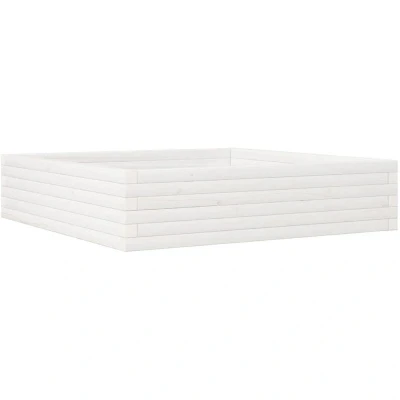Image of vidaXL Garden Planter White 100x100x23 cm Solid Wood Pine