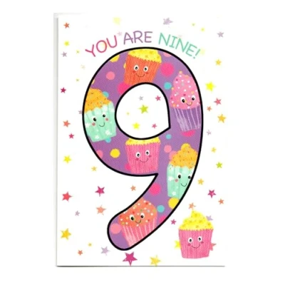 Image of Birthday Card for Nine (9) 9th Year Old Girl Free Post (UK)