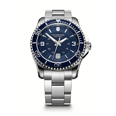 Image of Victorinox Men’s Watch Maverick Ø 43 mm, Swiss Made, Analogue Quartz, Water Resistant up to 100 m, Sapphire Glass, Stainless Steel Strap, Silver