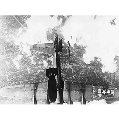 Image of War WWII USA USAF B 17 Bomber Damaged 1944 Photo Art Print Canvas Premium Wall Decor Poster Mural