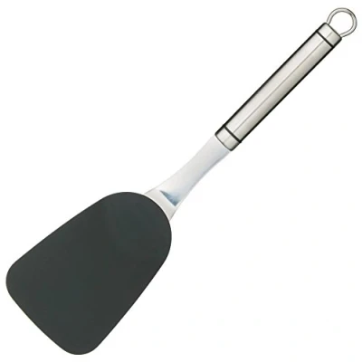 Image of KitchenCraft Professional Fish Slice with Stainless Steel Handle, Anti Scratch Nylon, 32 cm, Silver/Black