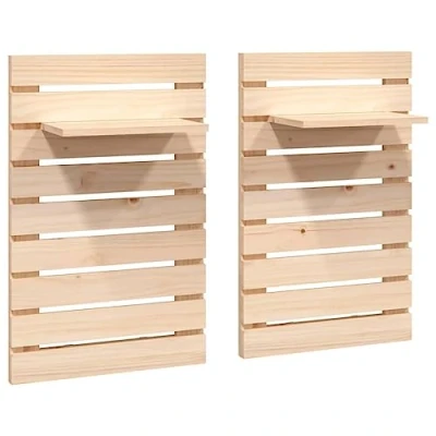 Image of vidaXL Wall mounted Bedside Shelves 2 pcs in Solid Pine Wood Modern Design, Flexible Storage, Space Saving, Sturdy Construction, Easy Assembly