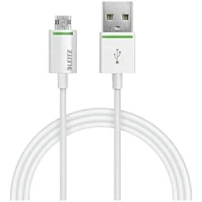 Image of Leitz Complete Reversible Micro USB to Cable, 1M for Fast Charging and Synchronisation with Port White