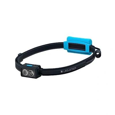 Image of Ledlenser NEO3 Battery Powered Lightweight LED Head Torch, Running Headlight, Super Bright 400 Lumens Headlamp, Safety Rear Red Light, Reflective Headband, Up to 20 Hours Time (Blue/Black)