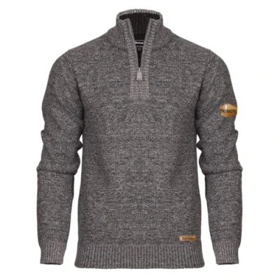 Image of Bench Mens 1/4 Zip Jumper Fleece Lined Warm Winter Pullover Funnel Neck Premium Quarter Sweater Knitwear Grey Marl S