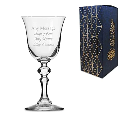 Image of Personalised Engraved 155ml Jasmine White Wine Glass Gift Box Wedding Birthday Christmas