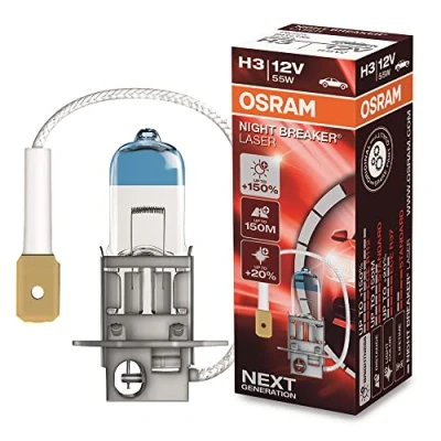 Image of OSRAM NIGHT BREAKER LASER H3, +150% more brightness, halogen headlight lamp, 64151NL, 12V, folding box (1 lamp)