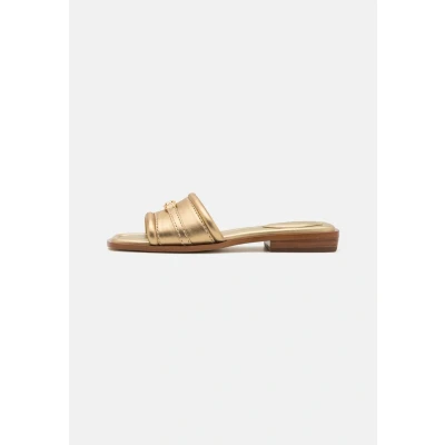 Image of Michael Kors Mandy Mules, Women&#039;s, Size: 4, Pale gold Leather