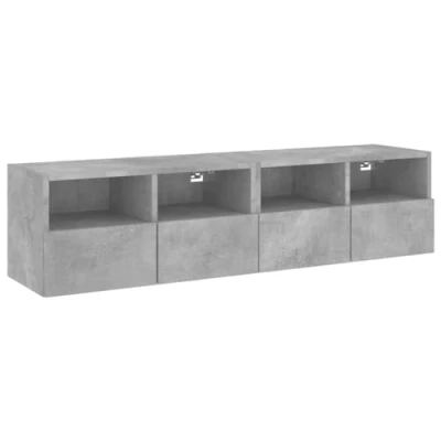 Image of vidaXL TV Wall Cabinets 2 pcs Concrete Grey Modern Mounted Unit with Ample Storage Engineered Wood Construction for Living Room