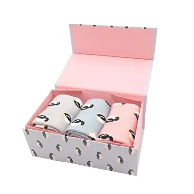 Image of LilyRosa Penguin Socks Ladies Penguins Bamboo Cotton Blend Cute 3 Pairs Gift Box