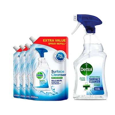 Image of Dettol Antibacterial Surface Cleanser Spray 750ml + 4 x 550ml Refills