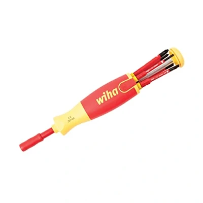 Image of Wiha 28394 7 Piece Insulated Slimline Ultra Driver Blade Set Slotted, Phillips, Square