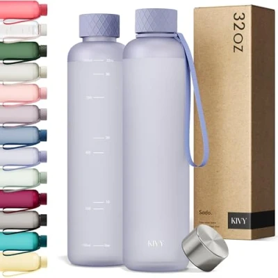 Image of KIVY Slim Water Bottle 32oz [Lightweight &amp; Shatterproof] Reusable Tritan Leak Proof for Women Men No Spill Dishwasher Safe BPA Free