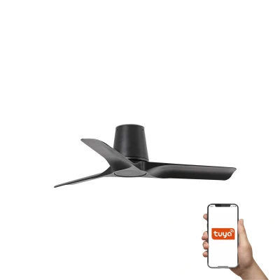 Image of Hey Tube Small 3 Blade Ceiling Fan Matt Black Tuya Smart System