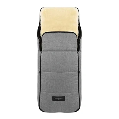 Image of Universal Sheepskin Foot muff for Buggy or Stroller by CHRIST Removable Medical Grade Lambskin useable as Crawling mat Baby Inlay pram (2 in 1) Flecked with Grey
