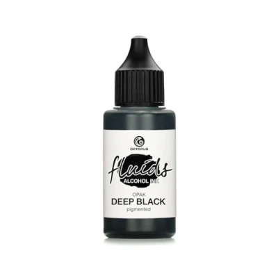 Image of Octopus Fluids Alcohol Ink OPAK DEEP BLACK for fluid art and resin, pigmented, opaque on light dark substrates