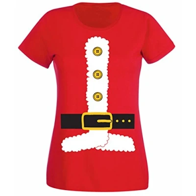 Image of Santa Claus Father Christmas Suit Print Mens T Shirt Red (XL)