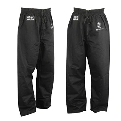 Image of Krav Maga Combat Plain Black Training Trousers (Pants) 9oz NEW (6/190cm)