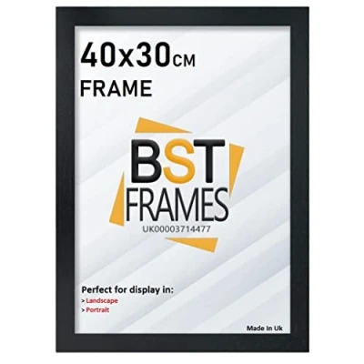 Image of Bargain Shop Az BLACK WOODEN EFFECT PICTURE PHOTO FRAMES (40cm x 30cm (400mm 300mm), Black)