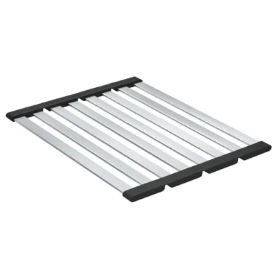 Image of GROHE Foldable Big Dish Rack, Over Kitchen Sink Drainer, 450 x 348 mm, Stainless Steel, Dishwasher Safe, Supersteel, 40856SD0