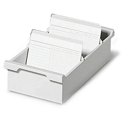 Image of Exacompta Ref 52540D Record Card Holder 347 x 319 137mm in Size, A4 Horizontal Format, Front Label for Identification, Holds Approx. 600 Sheets Light Grey