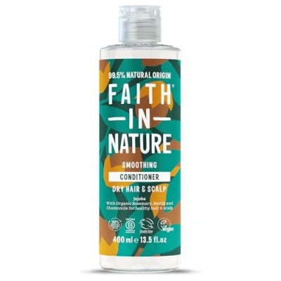 Image of Faith In Nature Natural Jojoba Conditioner, Smoothing for Dry Hair &amp; Scalp, Vegan Cruelty Free, No SLS, Silicones or Parabens, 400ml