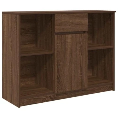 Image of vidaXL Sideboard/Buffet/Brown Oak Engineered Wood 101x35x76 cm Storage Cabinet with Drawer/Shelves