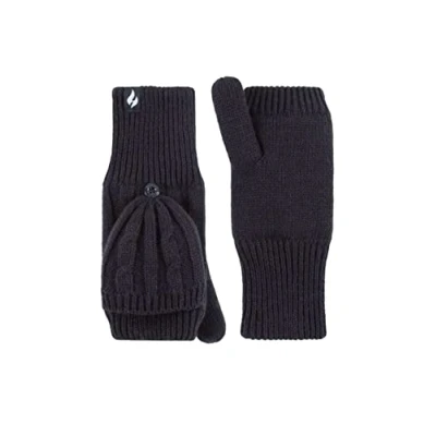 Image of Women&#039;s 1 Pair SOCKSHOP Heat Holders Ash Cable Knit Converter Mittens Navy One Size